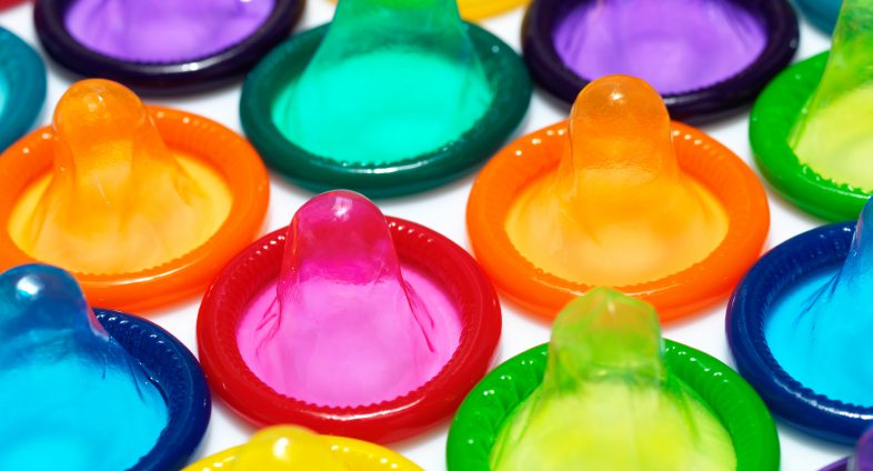 colourful condoms close-up