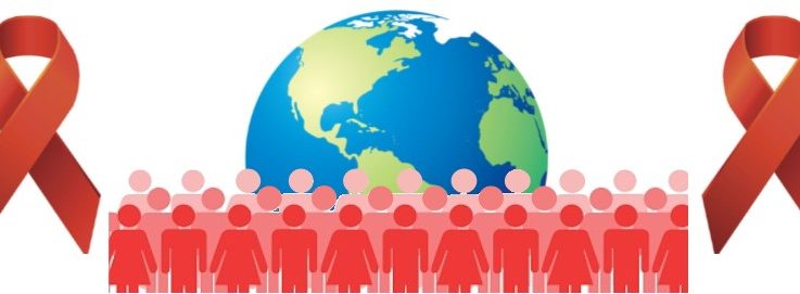 Cartoon image of globe and people holding hands